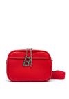 Zen Collection Pebbled Faux Leather Double Zip Crossbody Bag, Red