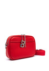 Zen Collection Pebbled Faux Leather Double Zip Crossbody Bag, Red