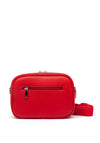 Zen Collection Pebbled Faux Leather Double Zip Crossbody Bag, Red