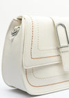 Zen Collection Flap Over Buckle Detail Crossbody Bag, Cream