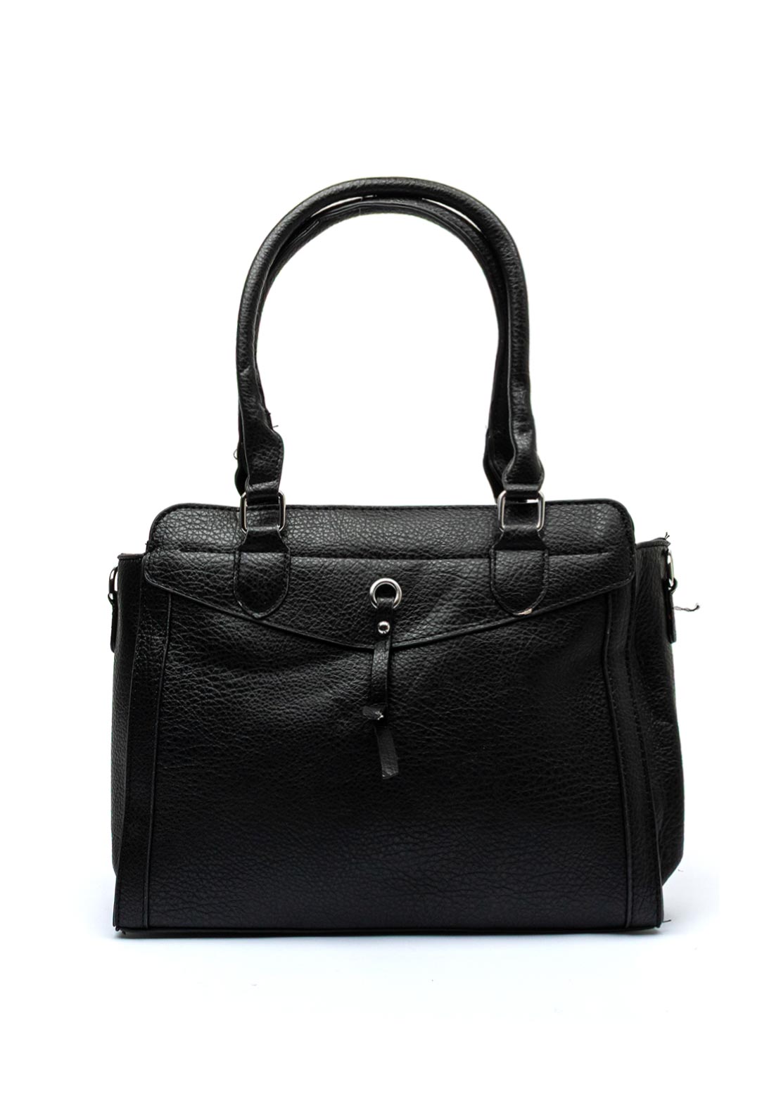 Zen Collection Faux Leather Tassel Detail Shoulder Bag, Black