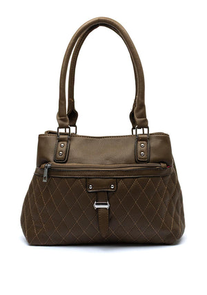 Zen Collection Medium Quilted Shoulder Bag, Brown