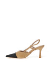 Zen Collection Pointed Toe Sling Back Heeled Shoes, Beige