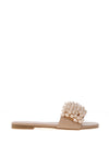 Zen Collection Pearl Embellished Slip on Sandals, Nude