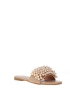 Zen Collection Pearl Embellished Slip on Sandals, Nude