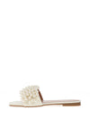 Zen Collection Pearl Embellished Slip on Sandals, White