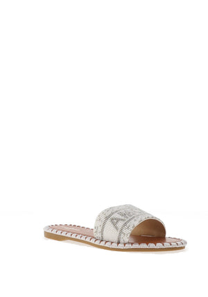 Zen Collection Beaded Slider Sandals, White
