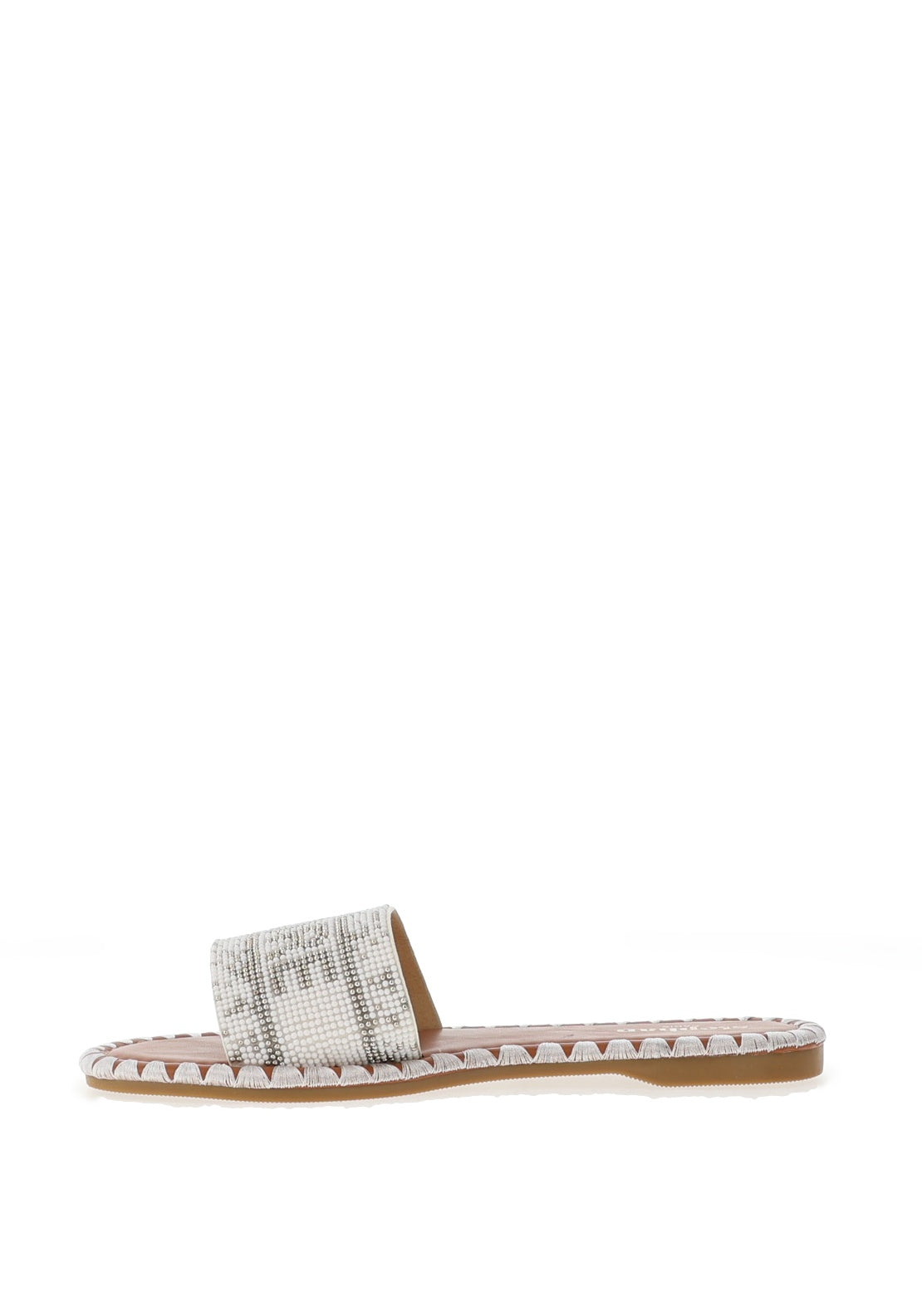 Zen Collection Beaded Slider Sandals, White