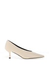 Zen Collection Faux Leather Pointed Toe Heels, Off White