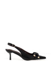 Zen Collection Faux Leather Sling Back Heeled Shoes, Black