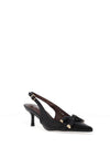 Zen Collection Faux Leather Sling Back Heeled Shoes, Black