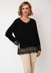 Serafina Collection One Size Lace Trim Longline Top, Black