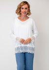 Serafina Collection One Size Lace Trim Longline Top, White