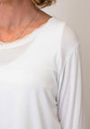 Serafina Collection One Size Lace Trim Longline Top, White