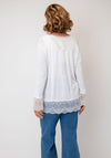 Serafina Collection One Size Lace Trim Longline Top, White
