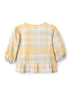 Zippy Girl Short Sleeve Check Blouse, Yellow