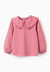 Zippy Girls Stripe Collared Long Sleeve Top, Pink