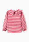 Zippy Girls Stripe Collared Long Sleeve Top, Pink