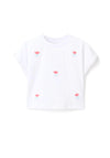 Zippy Girl Tulip Short Sleeve Cropped Tee, Cream