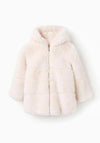 Zippy Girls Faux Fur Hooded Coat, Cream