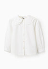 Zippy Girls Long Sleeve Broderie Shirt, White