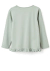 Zippy Girl Long Sleeve Floral Detail Top, Green