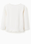Zippy Girl Long Sleeve Floral Detail Top, White
