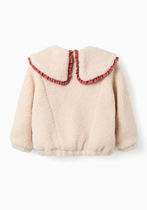 Zippy Girls Collar Sherpa Long Sleeve Jacket, Cream