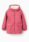 Zippy Girls Collar Sherpa Lined Raincoat, Pink