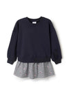 Zippy Girl Gingham Long Sleeve Sweater Dress, Navy