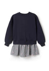 Zippy Girl Gingham Long Sleeve Sweater Dress, Navy