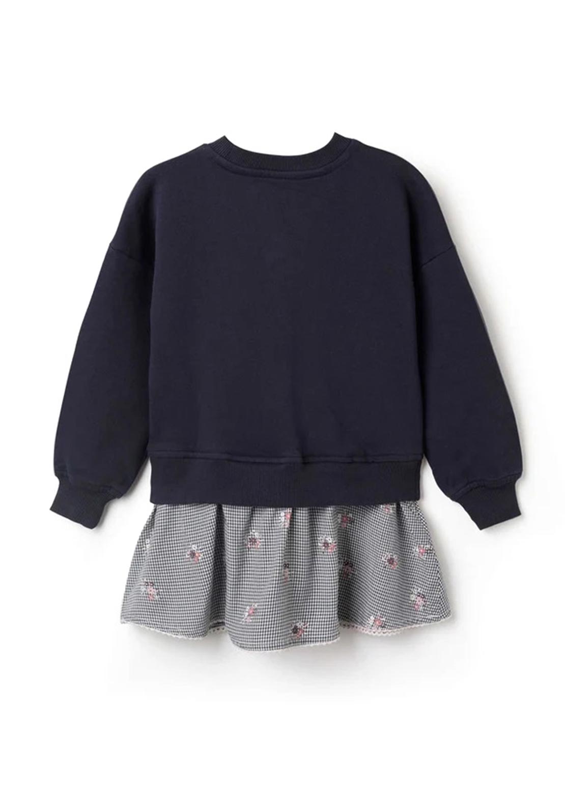 Zippy Girl Gingham Long Sleeve Sweater Dress, Navy