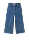 Zippy Girl Frayed Hem Wide Leg Jeans, Blue