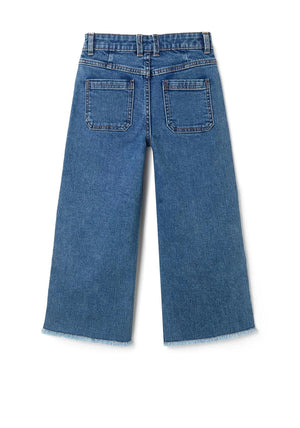 Zippy Girl Frayed Hem Wide Leg Jeans, Blue