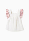 Zippy Girls Floral Frill Sleeve Top, Cream