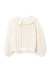 Zippy Girls Frill Collar Long Sleeve Knit Cardigan, Cream