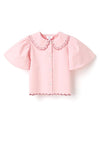 Zippy Girls Frill Collar Short Sleeve Blouse, Pink
