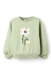 Zippy Girls Floral Print Long Sleeve Sweater, Green