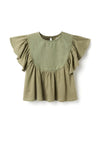 Zippy Girl Frill Sleeve Top, Green