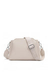 Zen Collection Pebbled Faux Leather Bowler Crossbody Bag, Beige