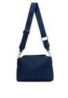 Zen Collection Pebbled Faux Leather Bowler Crossbody Bag, Navy