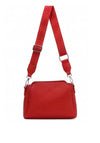 Zen Collection Pebbled Faux Leather Bowler Crossbody Bag, Red