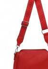 Zen Collection Pebbled Faux Leather Bowler Crossbody Bag, Red