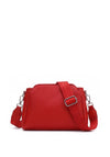 Zen Collection Pebbled Faux Leather Bowler Crossbody Bag, Red