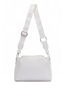 Zen Collection Pebbled Faux Leather Bowler Crossbody Bag, White