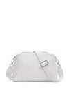 Zen Collection Pebbled Faux Leather Bowler Crossbody Bag, White