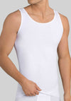 Sloggi Mens 2 Pack Natural Cotton Vest Top, White