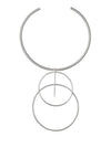 Pilgrim Statement Circle Necklace, Matte Silver