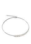 Coeur De Lion Asymmetry Freshwater Pearls Necklace, Silver White