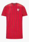 11 Degrees Vertical Stripe T-Shirt, Goji Berry Red